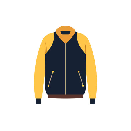 Fashion jacket icon design, outerwear flat icon, yellow black color on white backgroundのイラスト素材