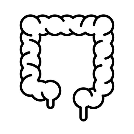 Large intestine icon vector illustration design, line art style icon, human internal organsのイラスト素材