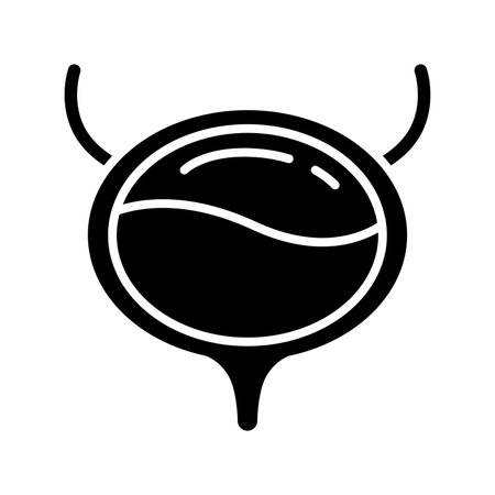 Bladder icon design in black silhouette style, internal organ vector illustrationのイラスト素材