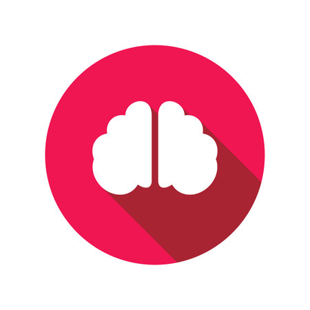 Human brain organ icon vector illustration design, mind icon design with long shadowのイラスト素材