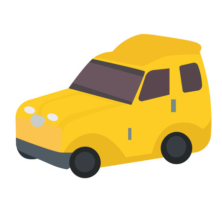 Yellow toy car, kid toys flat design vector illustrationのイラスト素材