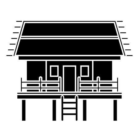 Dayak traditional house vector illustration design template elements, ancient architecture of indonesia, black silhouette illustrationのイラスト素材