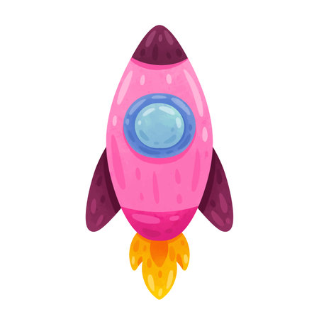 Rocket launched, isolated on white background, rocket ship vector illustrationのイラスト素材