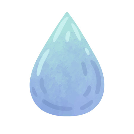 Water drop icon vector illustration, cartoon blue water drops, fresh rain water droplet in doodle styleのイラスト素材