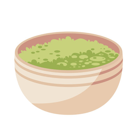 Green rice in a bowl, vector illustrationのイラスト素材