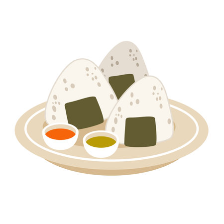 Onigiri rice ball vector illustration, japanese food clip artのイラスト素材