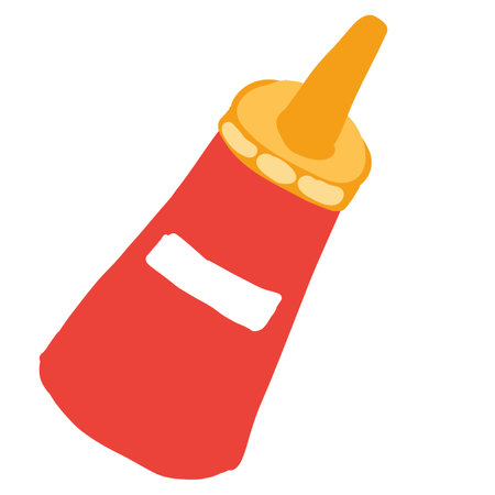 Tomato sauce bottle vector illustration, fast food ketchup or chili sauce iconのイラスト素材