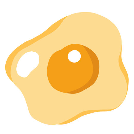 Fried eggs flat icon vector illustration, sunny side up eggs clip art or stickerのイラスト素材