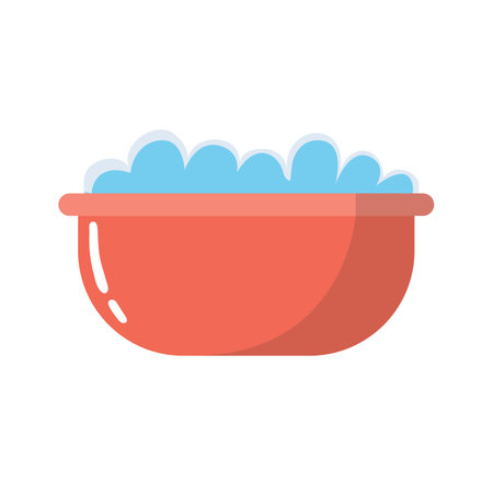 Laundry tub vector illustration, water basin flat icon, red washing tub imageのイラスト素材