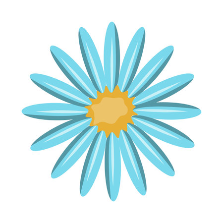 Simple blue flower vector illustration, cartoon flower icon in flat design styleのイラスト素材