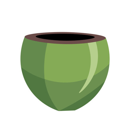 Empty green pot vector illustration, flowerpot or planter image, planterette clip art isolatedのイラスト素材