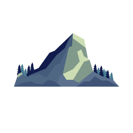 Rock mountain flat icon design template elements, cartoon mountains landscape, hill top vector illustration isolatedのイラスト素材