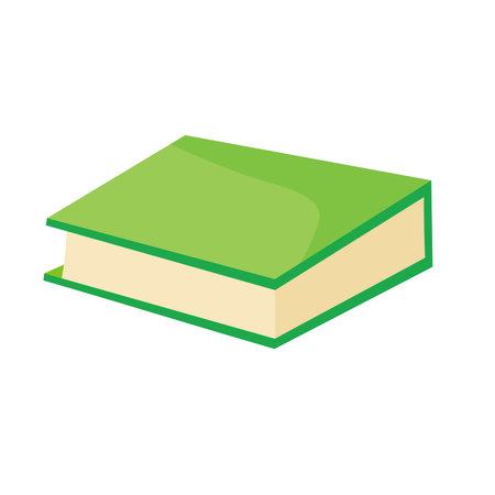 Green single book vector illustration, flat icon design style, isolated on whiteのイラスト素材