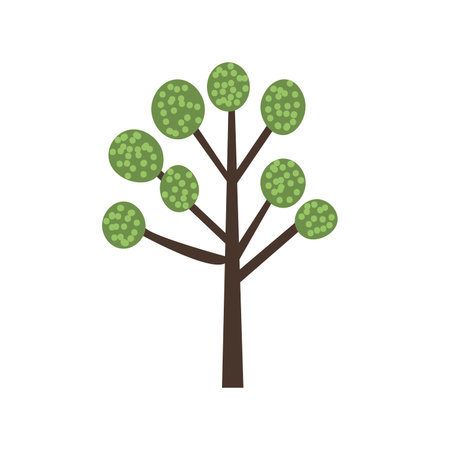 Abstract green tree in flat design style, nature landscape elements, cartoon tree plant isolated on whiteのイラスト素材