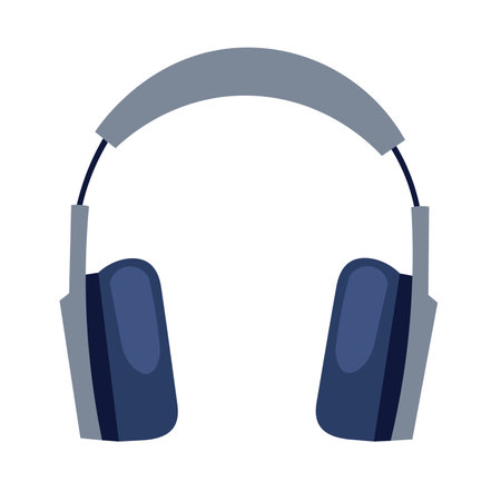Grey headphones flat icon, gray headset vector illustration, headphone clip art image, earphone clipart design, modern wireless portable gadgetのイラスト素材