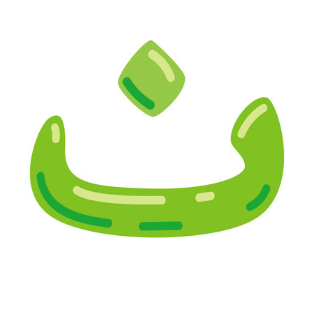 Nun letter vector illustration, hijaiyah letter of arabic alphabet, letter nun clip art in cute colorful cartoon style, isolated on white backgroundのイラスト素材