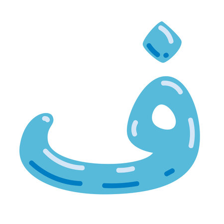 Fa letter vector illustration, hijaiyah letter of arabic alphabet, letter faa clip art in cute colorful cartoon style, isolated on white backgroundのイラスト素材