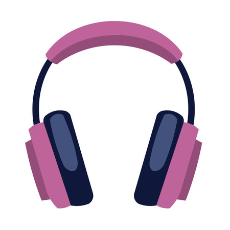 Purple headphone headset vector art, headphones illustration in flat design style, clip art imageのイラスト素材