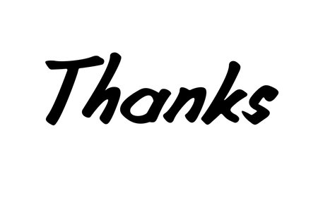 Thanks hand lettering vector illustration, thanks word clip art, handwritten text clipart, hand drawn calligraphyのイラスト素材