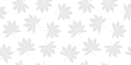 Tropical leaves seamless pattern background vector illustration, white grey color, cassava leaves pattern seamlessのイラスト素材