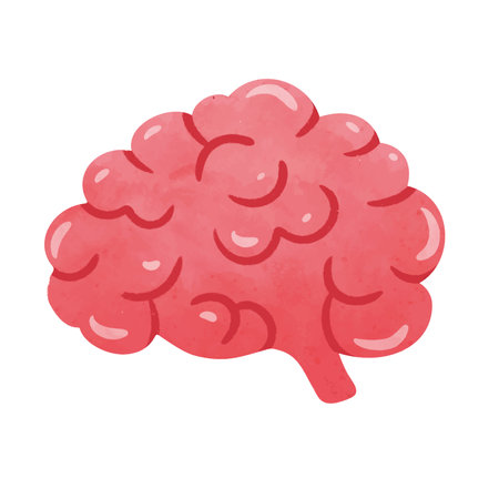 Human brain illustration in doodle cartoon style, hand drawn brain organ, mental health or inspiration mind, brainstorm clipart image, brain clip artのイラスト素材