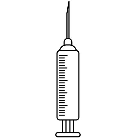 Syringe line art vector illustration, vaccine line icon, vaccination clip art imageのイラスト素材