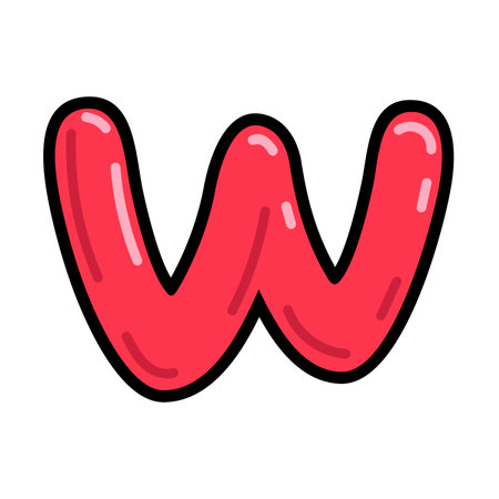 Cartoon letter W vector illustration, red alphabet W typographic design, capital letter W clip artのイラスト素材