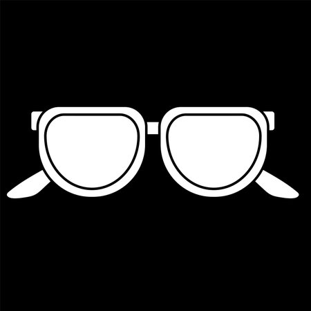 Eyeglass icon design, glasses vector illustration, eyeglasses clip art, clip art eyeglasses, white on black backgroundのイラスト素材