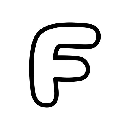 Cute letter F vector illustration, hand drawn doodle sketch outline, cartoon english alphabet F typographic design, capital letter F clip artのイラスト素材