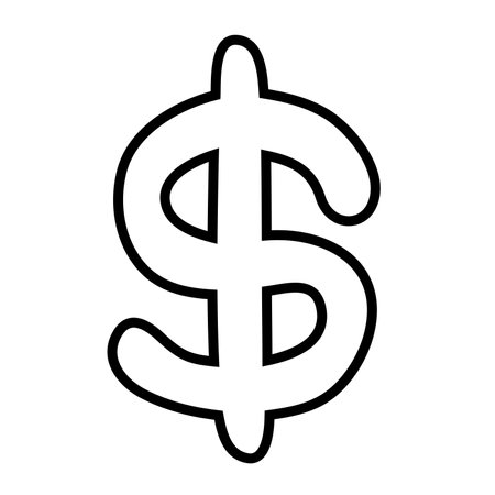 Dollar sign vector, dollar sign clip art, dollar currency line art symbol, US dollar money currency signのイラスト素材