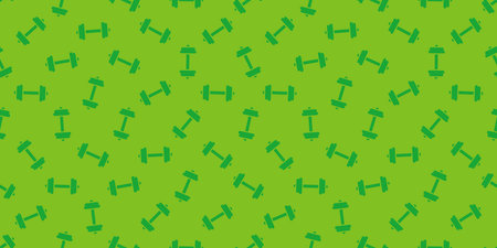 Fitness seamless pattern, gym background, barbell or dumbbell pattern backgroundのイラスト素材