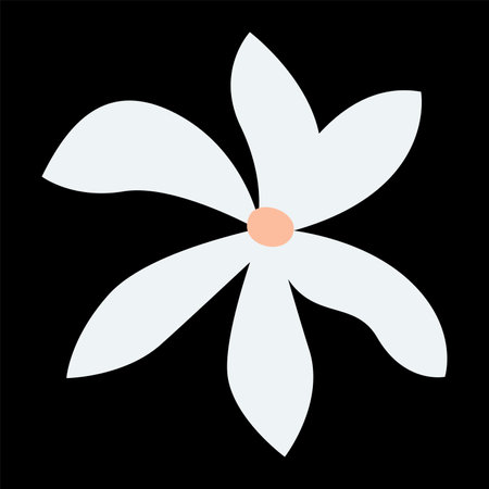 White flower head vector illustration, white flower clip art, clip art flower, isolated on black backgroundのイラスト素材
