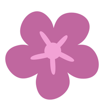 Purple flower head vector illustration, flat icon design cartoon illustration, purple flowers clip art, clip art purple flowers, purple flower clip artのイラスト素材