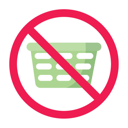 Forbidden sign with plastic basket icon, plastic basket prohibited sign, no basket container allowed symbolのイラスト素材
