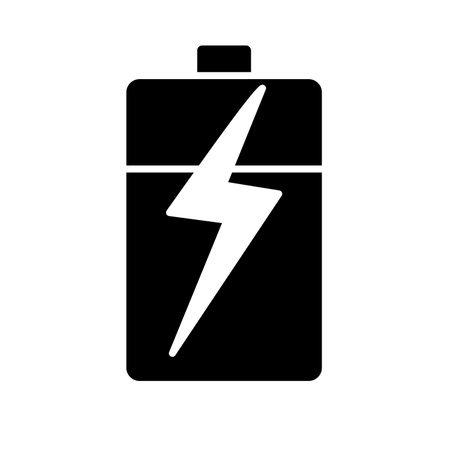 Power battery icon vector, black and white, battery clip art, batteries clip art, battery charge silhouetteのイラスト素材