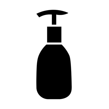 Pump bottle vector illustration, liquid soap dispenser icon, lotion or cream bottle, hand sanitizer or shower gel symbol, soap clip art, black silhouette of soap dispenser, beautyのイラスト素材