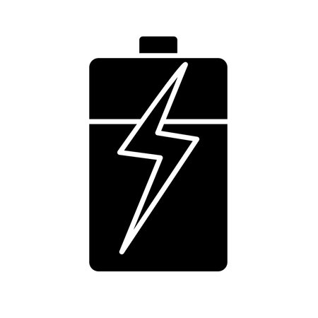 Battery silhouette icon vector, black and white, battery clip art, batteries clip art, battery power illustrationのイラスト素材