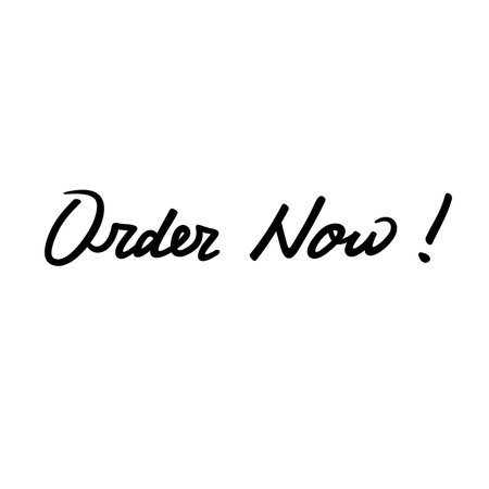 Order now vector art, vector lettering illustration of order now, handwritten lettering illustration, isolated on white backgroundのイラスト素材