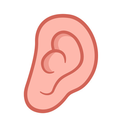 Ear icon in flat design style, vector illustration design elements, ear clip art, clip art ear, isolated on white backgroundのイラスト素材