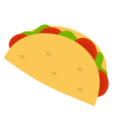 Taco cartoon vector icon flat illustration, taco clip art, tacos clip art, clip art tacos, taco vector artのイラスト素材