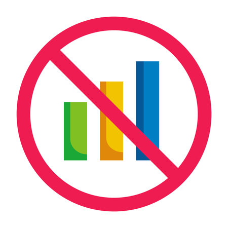 No graph allowed sign, forbidden chart icon vector, no data chart sign illustration, forbidden statistics chart icon, banned analytics chart symbolのイラスト素材