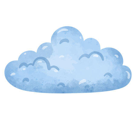 Cloud vector art, clouds vector image, cloud clip art, clouds clip art, hand drawn watercolor style, isolated on white backgroundのイラスト素材