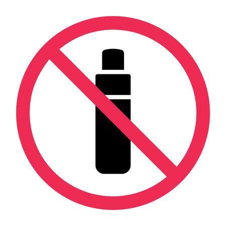 No skincare product sign, forbidden cosmetic product sign, banned facial serum with red crossed circle, restricted skin care container sign, no skincare bottle symbolのイラスト素材