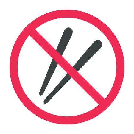 No chopsticks sign, forbidden chopsticks sign, chopsticks prohibited symbols, no eating with chopsticks symbol, no asian utensils signのイラスト素材