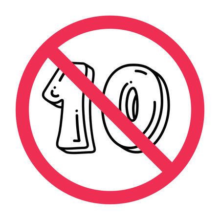 Forbidden number 10 sign. No number ten symbol. Vector illustration design elementsのイラスト素材