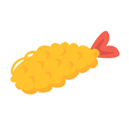 Shrimp tempura vector illustration, ebi tempura icon, japanese tempura shrimp clip artのイラスト素材