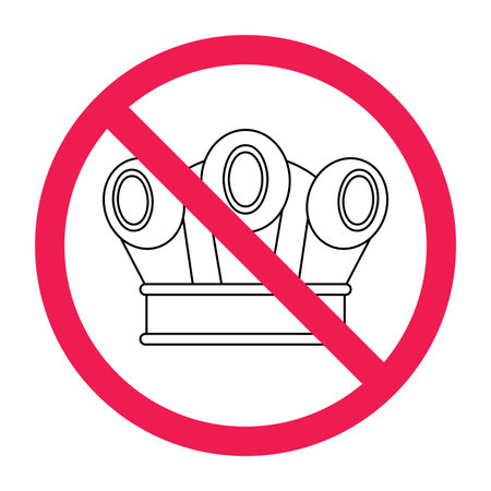 No crown sign, forbidden crown sign, coronet prohibited symbol, flat vector illustrationのイラスト素材