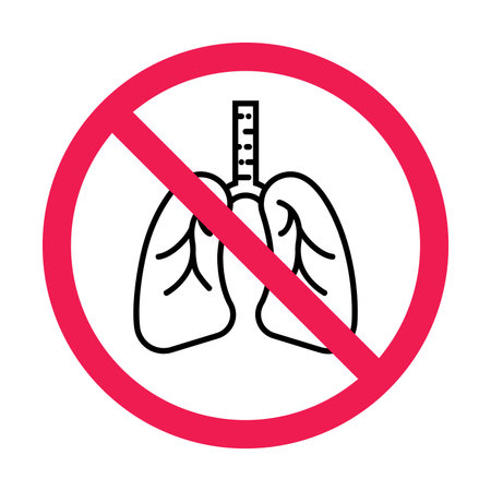 No lungs sign, forbidden human internal organ sign, no breathing symbol, no respiratory system iconのイラスト素材