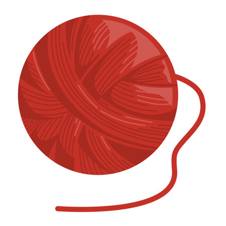 Red yarn ball vector illustration for handmade crafts, knitting, crochet, and sewingのイラスト素材