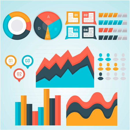 Infographic elements set. Graphs and charts. Vector illustration.のイラスト素材